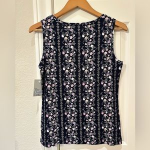 Maurices Tank Top Womens S Small Navy blue White Floral